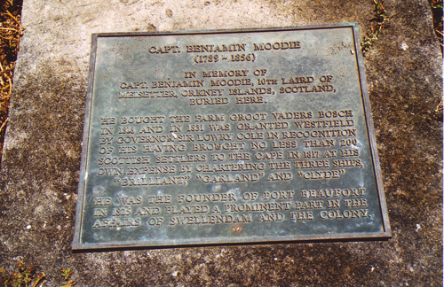 Benjamin Moodie's grave, Witsand